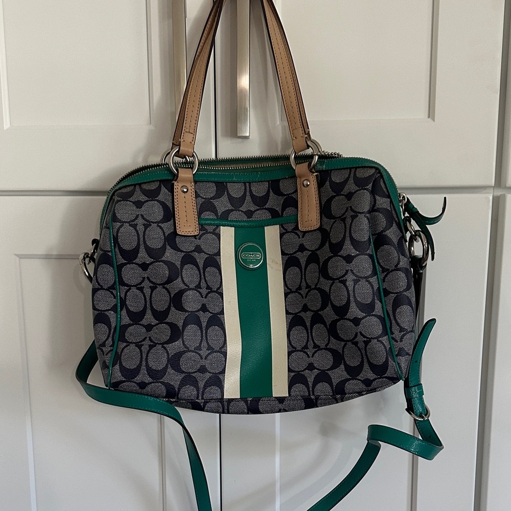 Coach Navy and Teal Crossbody Bag